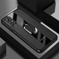 Funda Silicona Goma de Cuero Carcasa con Magnetico Anillo de dedo Soporte PB2 para Xiaomi Poco M4 Pro 5G Negro
