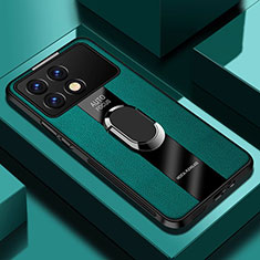 Funda Silicona Goma de Cuero Carcasa con Magnetico Anillo de dedo Soporte PB2 para Xiaomi Redmi K70E 5G Verde