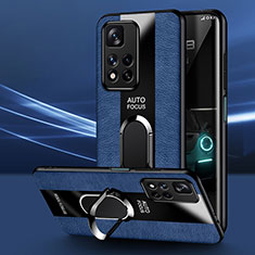 Funda Silicona Goma de Cuero Carcasa con Magnetico Anillo de dedo Soporte PB2 para Xiaomi Redmi Note 11 Pro+ Plus 5G Azul