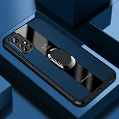 Funda Silicona Goma de Cuero Carcasa con Magnetico Anillo de dedo Soporte PB2 para Xiaomi Redmi Note 11S 5G Azul