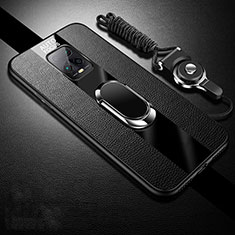 Funda Silicona Goma de Cuero Carcasa con Magnetico Anillo de dedo Soporte S01 para Xiaomi Redmi 10X Pro 5G Negro