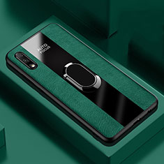 Funda Silicona Goma de Cuero Carcasa con Magnetico Anillo de dedo Soporte S02 para Huawei Honor 9X Verde
