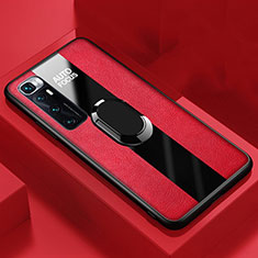 Funda Silicona Goma de Cuero Carcasa con Magnetico Anillo de dedo Soporte S02 para Xiaomi Mi 10 Ultra Rojo