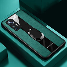 Funda Silicona Goma de Cuero Carcasa con Magnetico Anillo de dedo Soporte S02 para Xiaomi Mi 12S 5G Verde