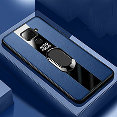 Funda Silicona Goma de Cuero Carcasa con Magnetico Anillo de dedo Soporte S03 para Huawei Mate 30 Lite Azul