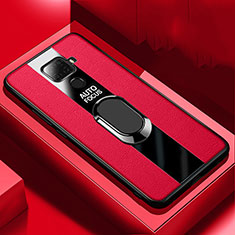 Funda Silicona Goma de Cuero Carcasa con Magnetico Anillo de dedo Soporte S03 para Huawei Nova 5z Rojo