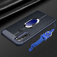 Funda Silicona Goma de Cuero Carcasa con Magnetico Anillo de dedo Soporte S03 para Xiaomi Redmi Note 8 Azul