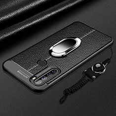 Funda Silicona Goma de Cuero Carcasa con Magnetico Anillo de dedo Soporte S03 para Xiaomi Redmi Note 8 Negro