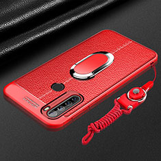 Funda Silicona Goma de Cuero Carcasa con Magnetico Anillo de dedo Soporte S03 para Xiaomi Redmi Note 8 Rojo