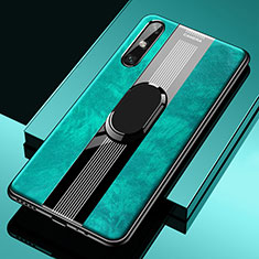 Funda Silicona Goma de Cuero Carcasa con Magnetico Anillo de dedo Soporte S05 para Huawei Enjoy 10e Verde