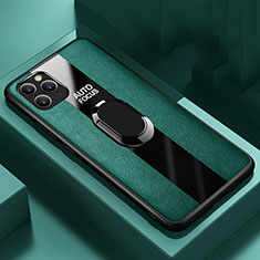 Funda Silicona Goma de Cuero Carcasa con Magnetico Anillo de dedo Soporte T01 para Apple iPhone 11 Pro Verde