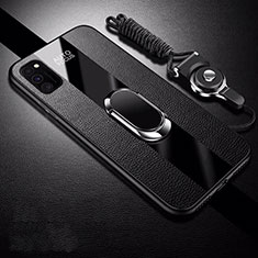 Funda Silicona Goma de Cuero Carcasa con Magnetico Anillo de dedo Soporte T01 para Huawei Honor V30 Pro 5G Negro