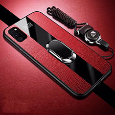 Funda Silicona Goma de Cuero Carcasa con Magnetico Anillo de dedo Soporte T01 para Huawei Honor View 30 Pro 5G Rojo