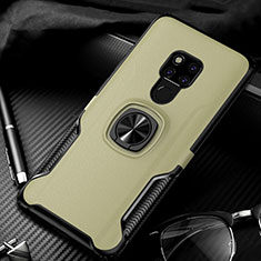 Funda Silicona Goma de Cuero Carcasa con Magnetico Anillo de dedo Soporte T01 para Huawei Mate 20 Oro