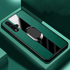 Funda Silicona Goma de Cuero Carcasa con Magnetico Anillo de dedo Soporte T01 para Huawei Nova 5 Verde