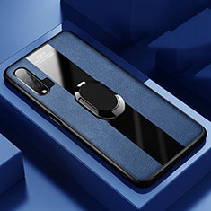 Funda Silicona Goma de Cuero Carcasa con Magnetico Anillo de dedo Soporte T01 para Huawei Nova 6 5G Azul