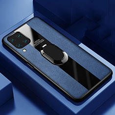 Funda Silicona Goma de Cuero Carcasa con Magnetico Anillo de dedo Soporte T01 para Huawei Nova 6 SE Azul