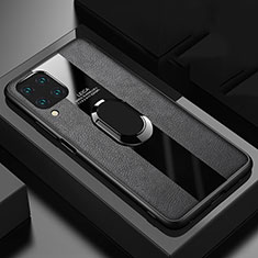 Funda Silicona Goma de Cuero Carcasa con Magnetico Anillo de dedo Soporte T01 para Huawei Nova 7i Negro