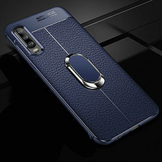 Funda Silicona Goma de Cuero Carcasa con Magnetico Anillo de dedo Soporte T01 para Huawei P30 Azul