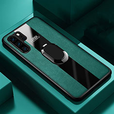 Funda Silicona Goma de Cuero Carcasa con Magnetico Anillo de dedo Soporte T01 para Huawei P30 Pro New Edition Verde
