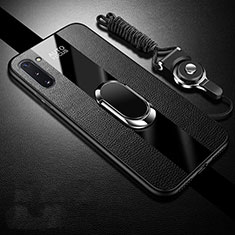 Funda Silicona Goma de Cuero Carcasa con Magnetico Anillo de dedo Soporte T01 para Samsung Galaxy Note 10 5G Negro