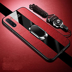Funda Silicona Goma de Cuero Carcasa con Magnetico Anillo de dedo Soporte T01 para Samsung Galaxy Note 10 5G Rojo