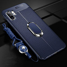 Funda Silicona Goma de Cuero Carcasa con Magnetico Anillo de dedo Soporte T01 para Samsung Galaxy Note 10 Plus Azul