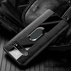 Funda Silicona Goma de Cuero Carcasa con Magnetico Anillo de dedo Soporte T01 para Samsung Galaxy S10 Negro