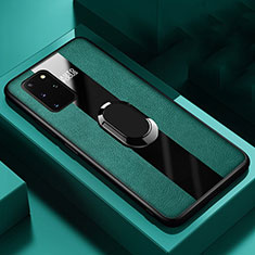 Funda Silicona Goma de Cuero Carcasa con Magnetico Anillo de dedo Soporte T01 para Samsung Galaxy S20 Plus Verde