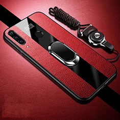 Funda Silicona Goma de Cuero Carcasa con Magnetico Anillo de dedo Soporte T02 para Huawei Honor 20 Lite Rojo