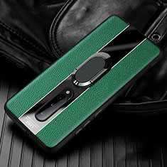 Funda Silicona Goma de Cuero Carcasa con Magnetico Anillo de dedo Soporte T02 para OnePlus 8 Verde