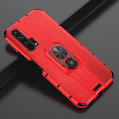 Funda Silicona Goma de Cuero Carcasa con Magnetico Anillo de dedo Soporte T03 para Huawei Honor 20 Pro Rojo
