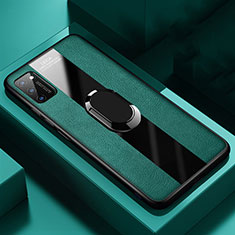 Funda Silicona Goma de Cuero Carcasa con Magnetico Anillo de dedo Soporte T03 para Huawei Honor View 30 Pro 5G Verde