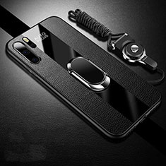 Funda Silicona Goma de Cuero Carcasa con Magnetico Anillo de dedo Soporte T03 para Huawei P30 Pro Negro