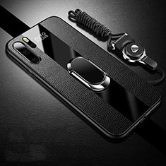 Funda Silicona Goma de Cuero Carcasa con Magnetico Anillo de dedo Soporte T03 para Huawei P30 Pro New Edition Negro