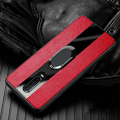 Funda Silicona Goma de Cuero Carcasa con Magnetico Anillo de dedo Soporte T03 para Oppo RX17 Pro Rojo