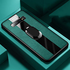 Funda Silicona Goma de Cuero Carcasa con Magnetico Anillo de dedo Soporte T03 para Samsung Galaxy S10 5G Verde