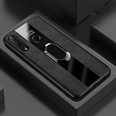 Funda Silicona Goma de Cuero Carcasa con Magnetico Anillo de dedo Soporte T04 para Huawei Honor 20 Lite Negro