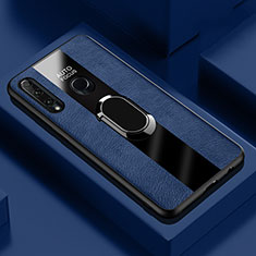 Funda Silicona Goma de Cuero Carcasa con Magnetico Anillo de dedo Soporte T04 para Huawei Honor 20i Azul