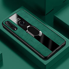 Funda Silicona Goma de Cuero Carcasa con Magnetico Anillo de dedo Soporte T04 para Huawei Honor 20i Verde