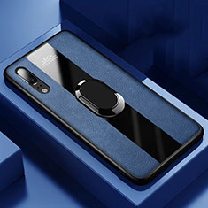 Funda Silicona Goma de Cuero Carcasa con Magnetico Anillo de dedo Soporte T04 para Huawei P20 Azul