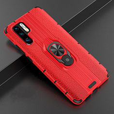 Funda Silicona Goma de Cuero Carcasa con Magnetico Anillo de dedo Soporte T06 para Huawei P30 Pro New Edition Rojo