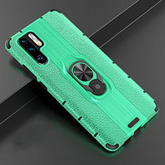 Funda Silicona Goma de Cuero Carcasa con Magnetico Anillo de dedo Soporte T06 para Huawei P30 Pro New Edition Verde