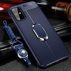 Funda Silicona Goma de Cuero Carcasa con Magnetico Anillo de dedo Soporte WL1 para Samsung Galaxy S20 Plus Azul