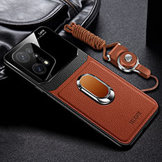 Funda Silicona Goma de Cuero Carcasa con Magnetico FL1 para Oppo Find X5 5G Marron