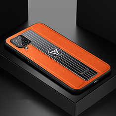Funda Silicona Goma de Cuero Carcasa con Magnetico FL1 para Samsung Galaxy A12 Nacho Naranja
