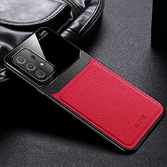 Funda Silicona Goma de Cuero Carcasa con Magnetico FL1 para Samsung Galaxy A72 5G Rojo