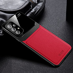 Funda Silicona Goma de Cuero Carcasa con Magnetico FL1 para Samsung Galaxy A73 5G Rojo