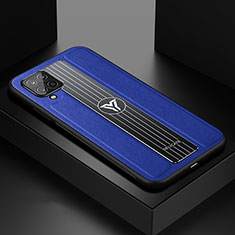 Funda Silicona Goma de Cuero Carcasa con Magnetico FL1 para Samsung Galaxy F12 Azul