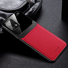 Funda Silicona Goma de Cuero Carcasa con Magnetico FL1 para Samsung Galaxy F42 5G Rojo
